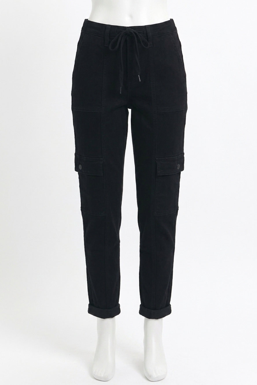 NEW JUDY BLUE high waist cargo cuff jogger denim jeans in black